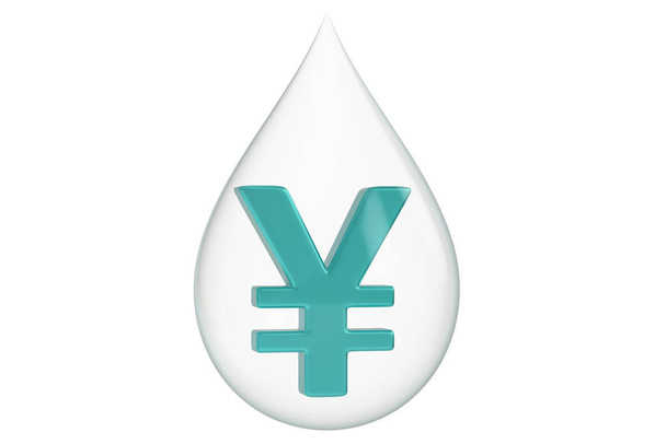 Капля воды с валютным символом на белом фоне. 3d
 - Фото, изображение