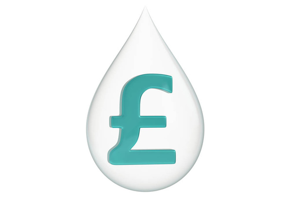 Goccia d'acqua con simbolo di valuta Isolato su sfondo bianco. 3d
 - Foto, immagini
