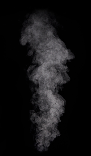 Photo of real white steam of boiling water on black background - Photo, Image