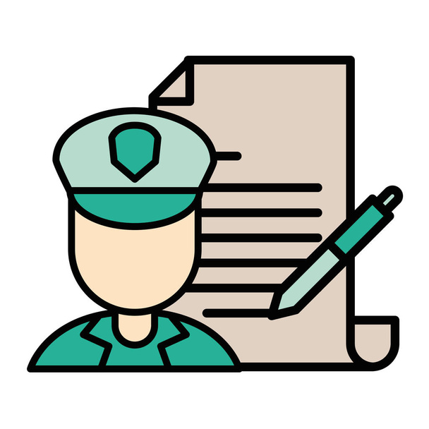 postman worker with paper document and pen - Vector, Image