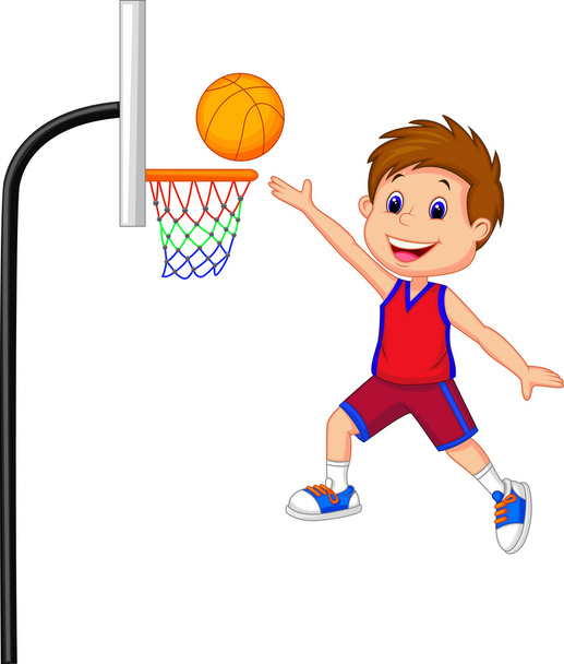 niño jugando baloncesto - Vector, Imagen