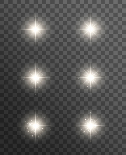 Parlayan ışıklar efekt, parlama, patlama ve yıldızlar. - Vektör, Görsel