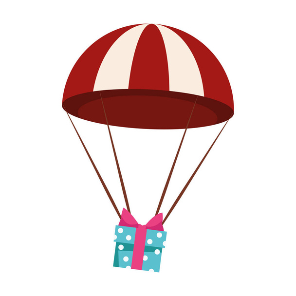 paraquedas com caixa de presente, design colorido
 - Vetor, Imagem