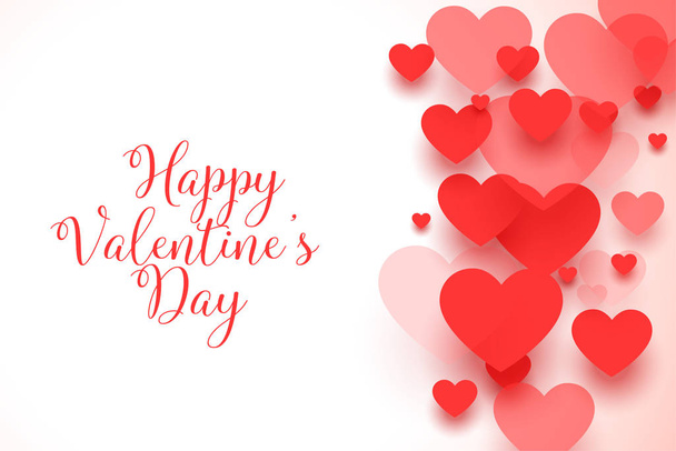 glücklicher Valentinstag rote Herzen auf weißem Hintergrund - Vektor, Bild