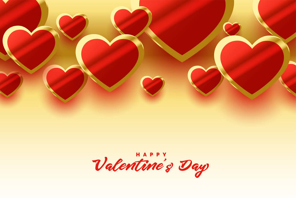 valentines day shiny golden hearts beautiful background - Vector, Imagen