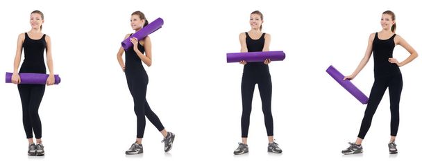 Young woman doing exercises isolated on white - Photo, Image