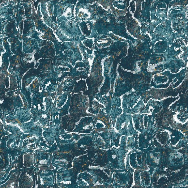 Ragged bubbly noisy wavy indigo blue pattern motif - Vector, Image