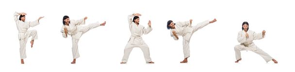 luchador de karate aislado en blanco - Foto, imagen