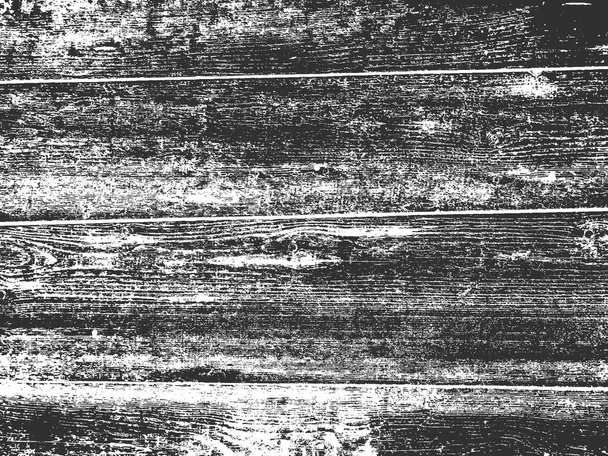 Distress old dry wooden texture. Black and white grunge background. Vector illustration - Vector, Image