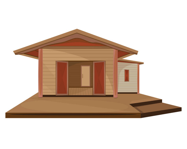 construcción de casa de madera sobre fondo blanco
 - Vector, Imagen
