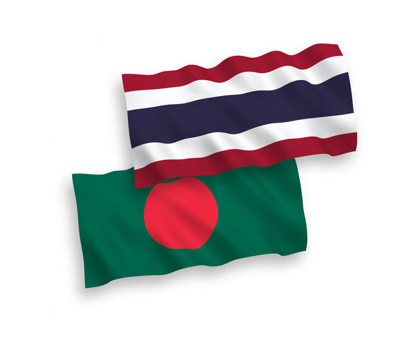 Flags of Bangladesh and Thailand on a white background - Vector, Image