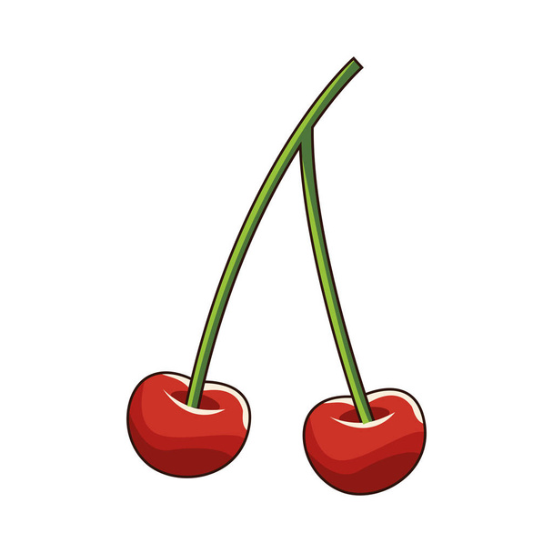 иконка вишни, плоский дизайн
 - Вектор,изображение