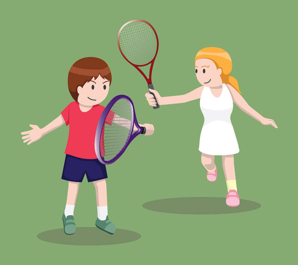 Tennis Pose Cartoon Vector Illustration 7 - ベクター画像