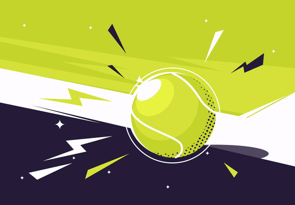 Vector illustration of a tennis ball on a tennis court - Vector, Image