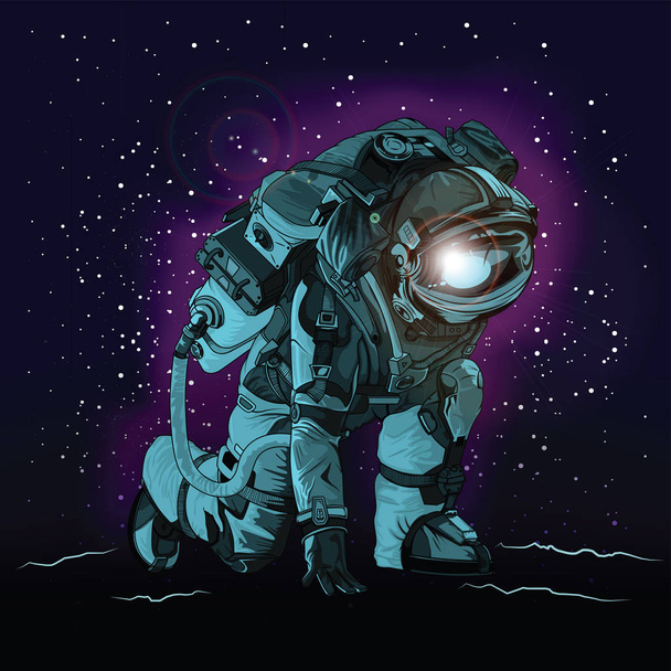 Αστροναύτης σε διαστημική στολή στο διάστημα, Βέκτορ. - Διάνυσμα, εικόνα