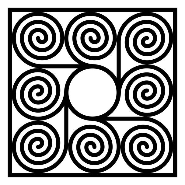 Kwadratowa płytka wykonana z ośmiu spirali wokół okręgu - Wektor, obraz