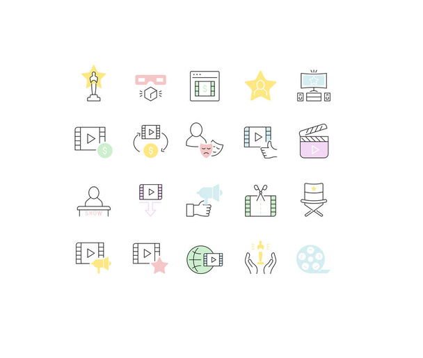 Set Linear Icons of Cinema Business - Vector, Image