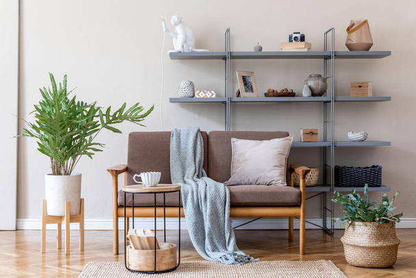 Contemporary design of apartment interior with stylish sofa - Foto, Imagen