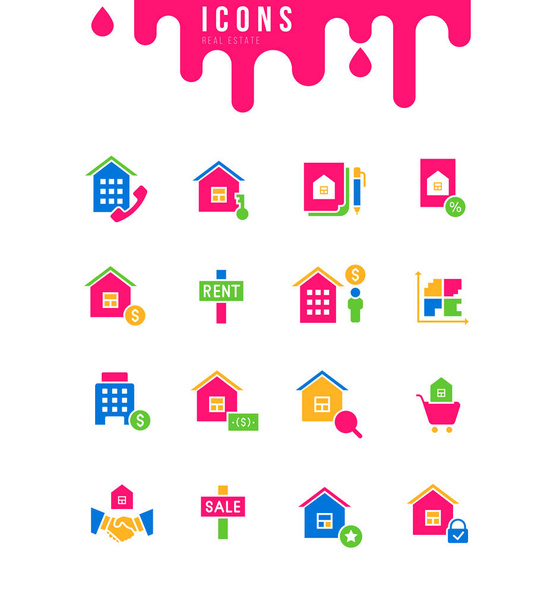 Set of Simple Icons of Real Estate - Vector, Image