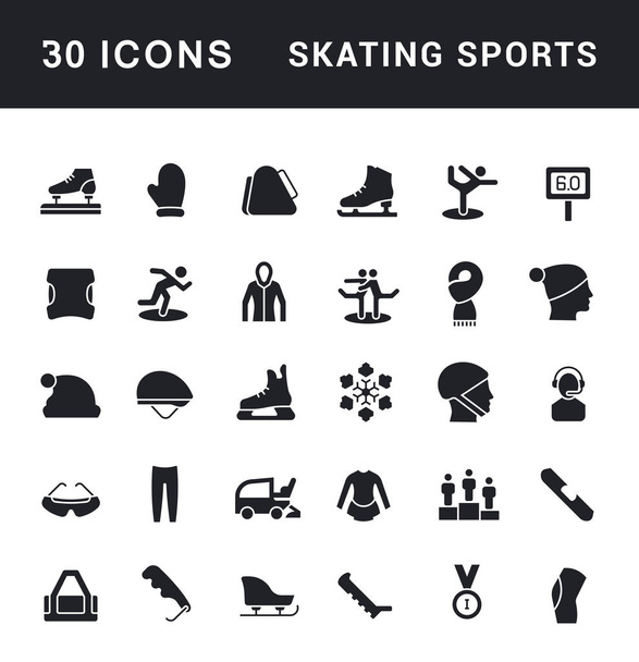 Zestaw prostych ikon łyżwiarstwa sportowego - Wektor, obraz