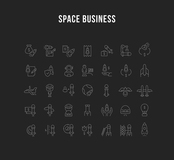 Set de iconos de línea vectorial de negocio espacial
 - Vector, Imagen