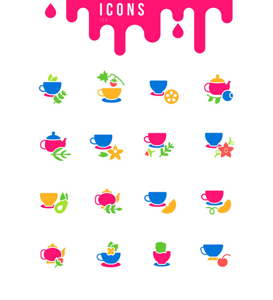 Ensemble d'icônes simples de thé
 - Vecteur, image