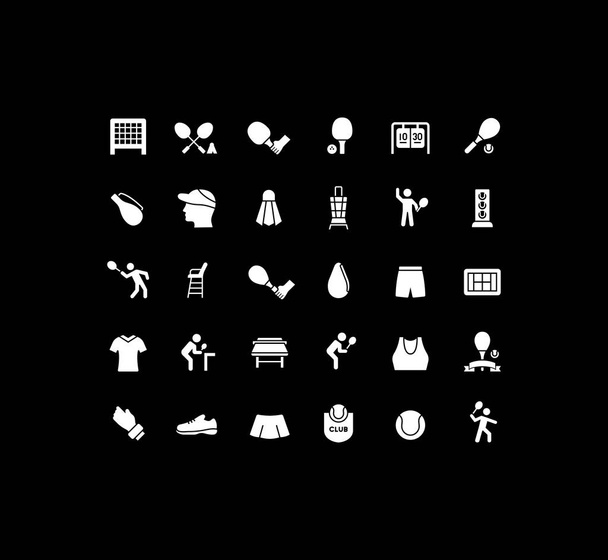 Set of Simple Icons of Tennis - Vector, Image