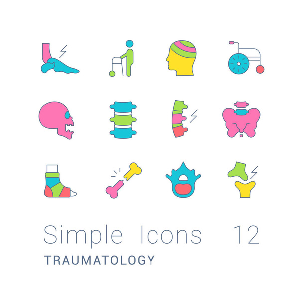 Serie di icone della linea semplice di traumatologia
 - Vettoriali, immagini