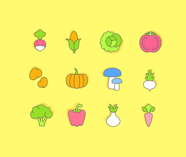 Набір простих лінійних іконок овочів
 - Вектор, зображення