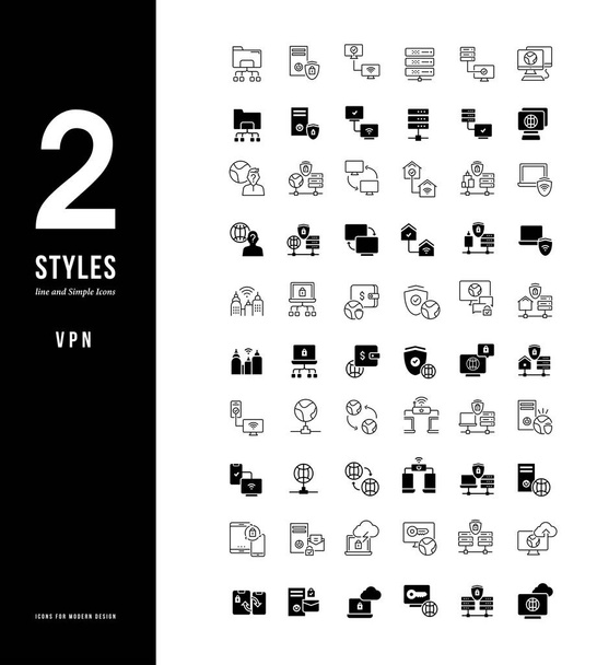 Simple Line Icons of VPN - Vector, Image