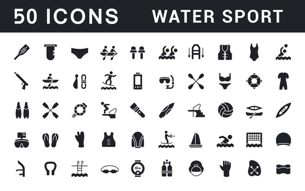 Set of Simple Icons of Water Sport - Vector, Image