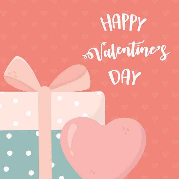happy valentines day gift box heart love card - Wektor, obraz