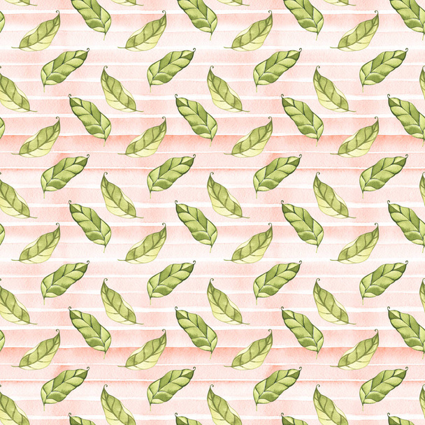 Spring tender green leaves, watercolor, pattern, abstract, wallpaper. - Photo, Image
