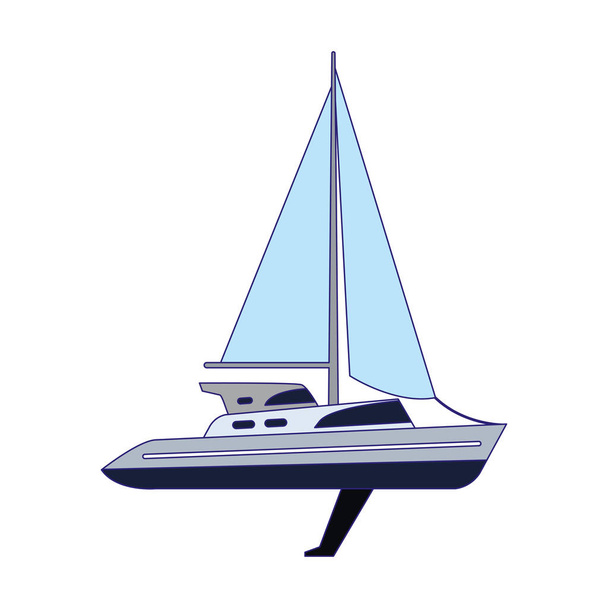 Segelboot-Ikone, flaches Design - Vektor, Bild