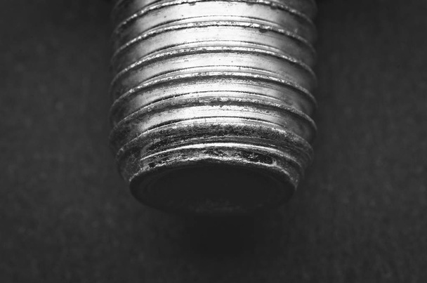 Detail view of bolt and nut. Black and white photography. - Fotó, kép