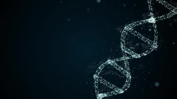 DNS-szerkesztő koncepció. Átlós nézet az új szegmensek DNS spirálszerkezetbe történő beillesztéséről. - Felvétel, videó