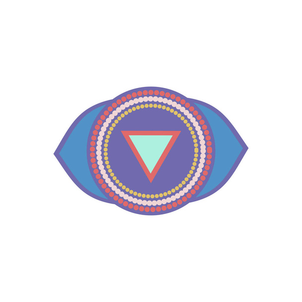 Ajnassa. Kolmas silmä chakra. Kuudes Chakra symboli ihmisen. Vektori sairas
 - Vektori, kuva