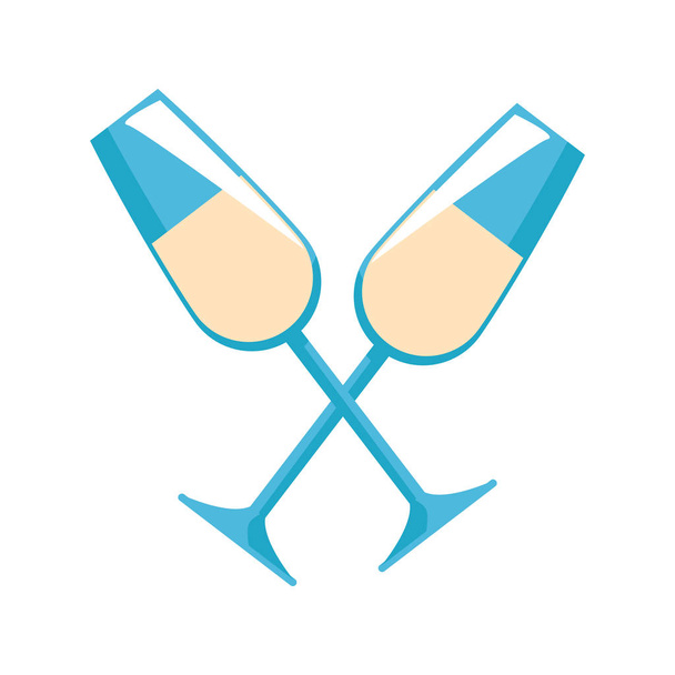 Espumosas copas de vino cruzado icono
 - Vector, imagen