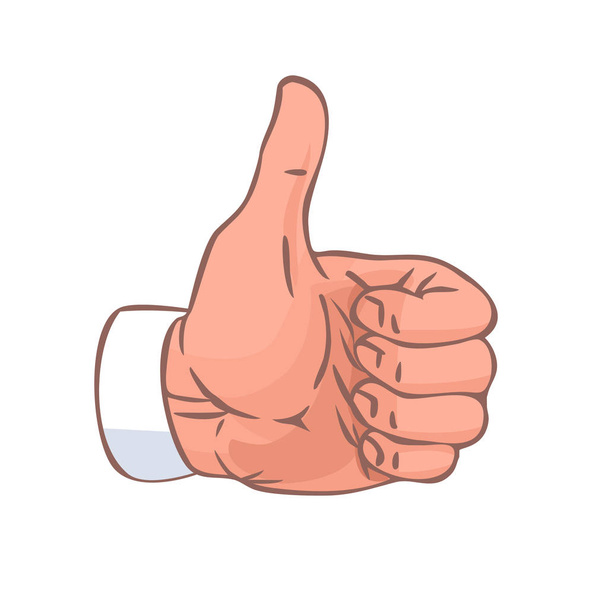 A drawn male hand makes an okay gesture with the thumb. - Vector, Image
