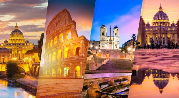 Promotional banner of Rome - four pictures collage - Photo, Image