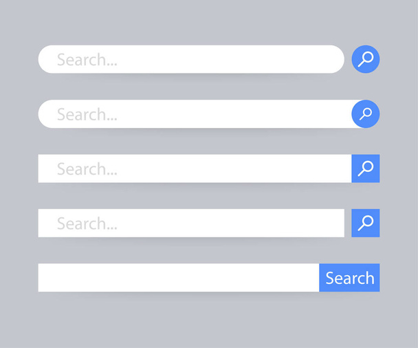 Set Search bar vector element design, set of search boxes ui template isolated on blue background. - Vektor, Bild