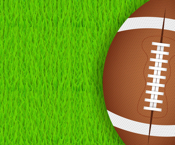 Американский футбольный мяч на зеленой траве. Векторная иллюстрация
 - Вектор,изображение