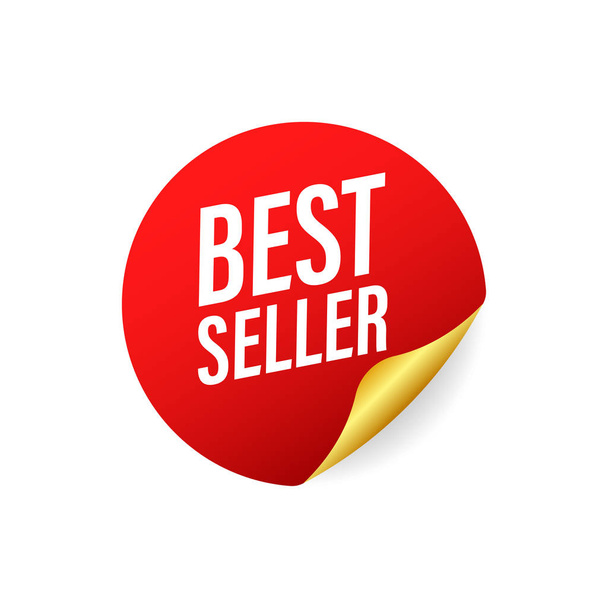 Best Seller red label, sticker on white background. Vector stock illustration. - Vector, Image