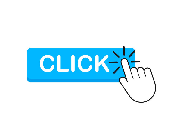Haga clic en botón con el puntero de mano clic. Ilustración de stock vectorial
. - Vector, imagen