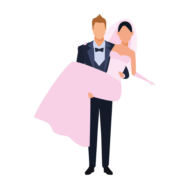 groom carrying bride icon, flat design - Vector, afbeelding