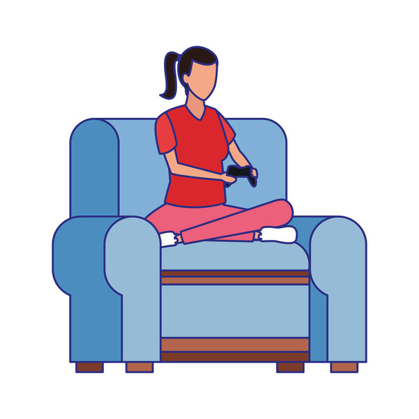 mujer avatar relajado sentado en el sofá
 - Vector, Imagen
