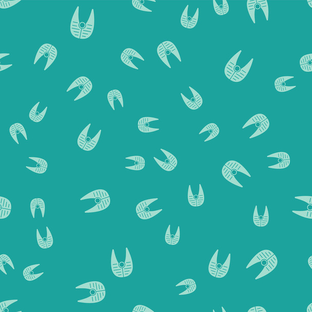 Green Fish steak icon isolated seamless pattern on green background. Vector Illustration - ベクター画像