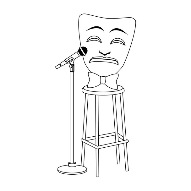 Trajik komedi maskesi simgesi, düz tasarım - Vektör, Görsel