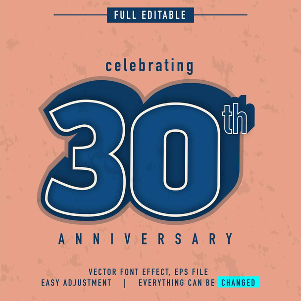 celebrating 30 th anniversary text effect, - Vector, Image