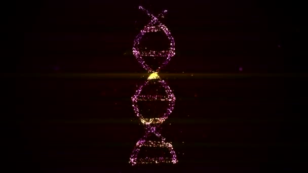 Vídeo de visualización de moléculas de ADN digital abstracto que brilla sobre fondo azul oscuro con partículas bokeh alrededor
. - Metraje, vídeo